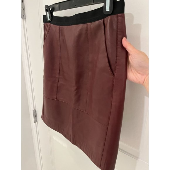 Sandro Burgundy Leather Pencil Skirt small to medium - Picture 6 of 10